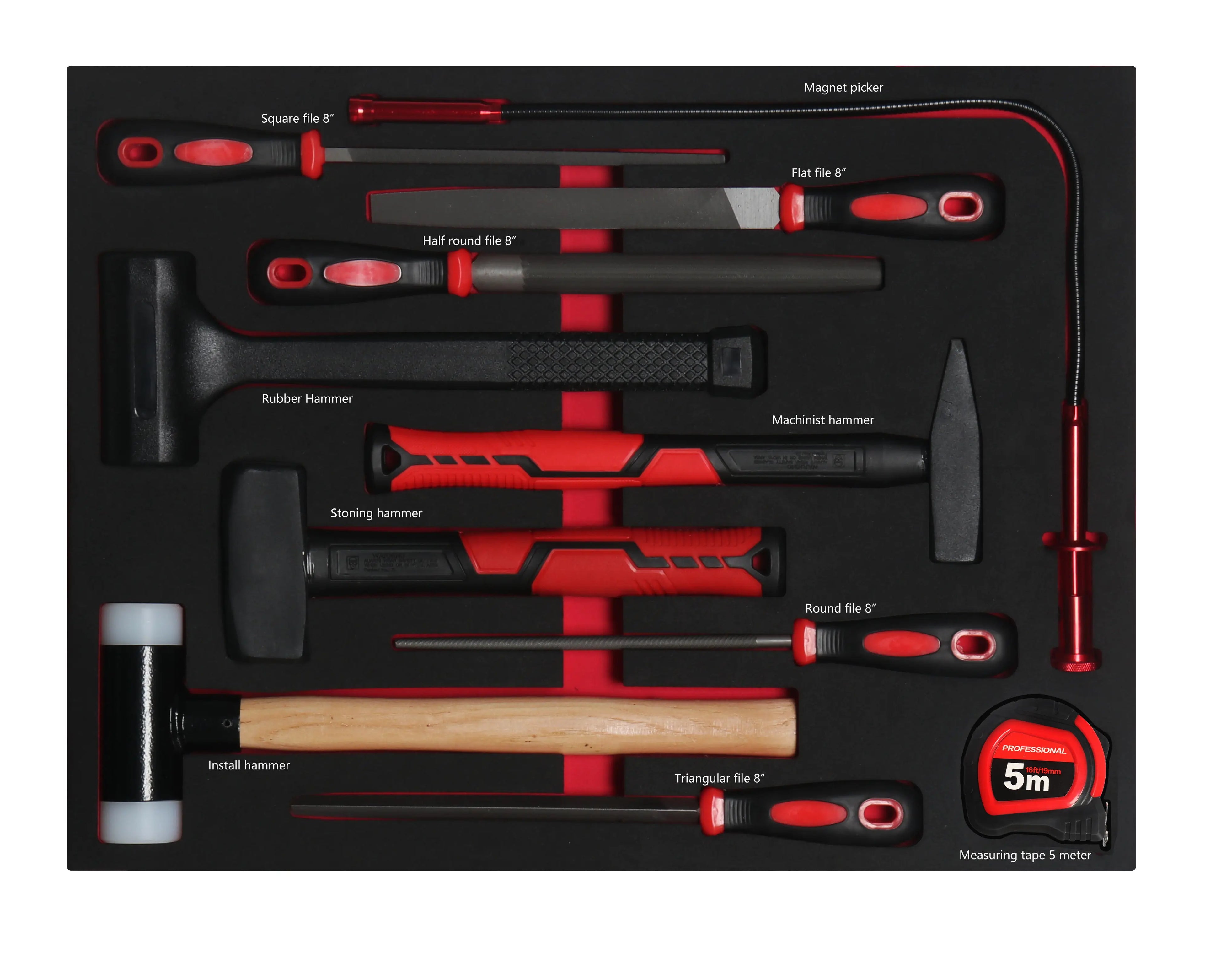 11PCS EVA Foam Hardware Hammers Pliers Spanners Professional New Mechanics Tool Set for Auto Repairing