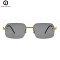 Wholesale Square Butterfly Fashion Metal Sunglasses UV400 Protection PC Lens Rimless Anti-Glare for Men
