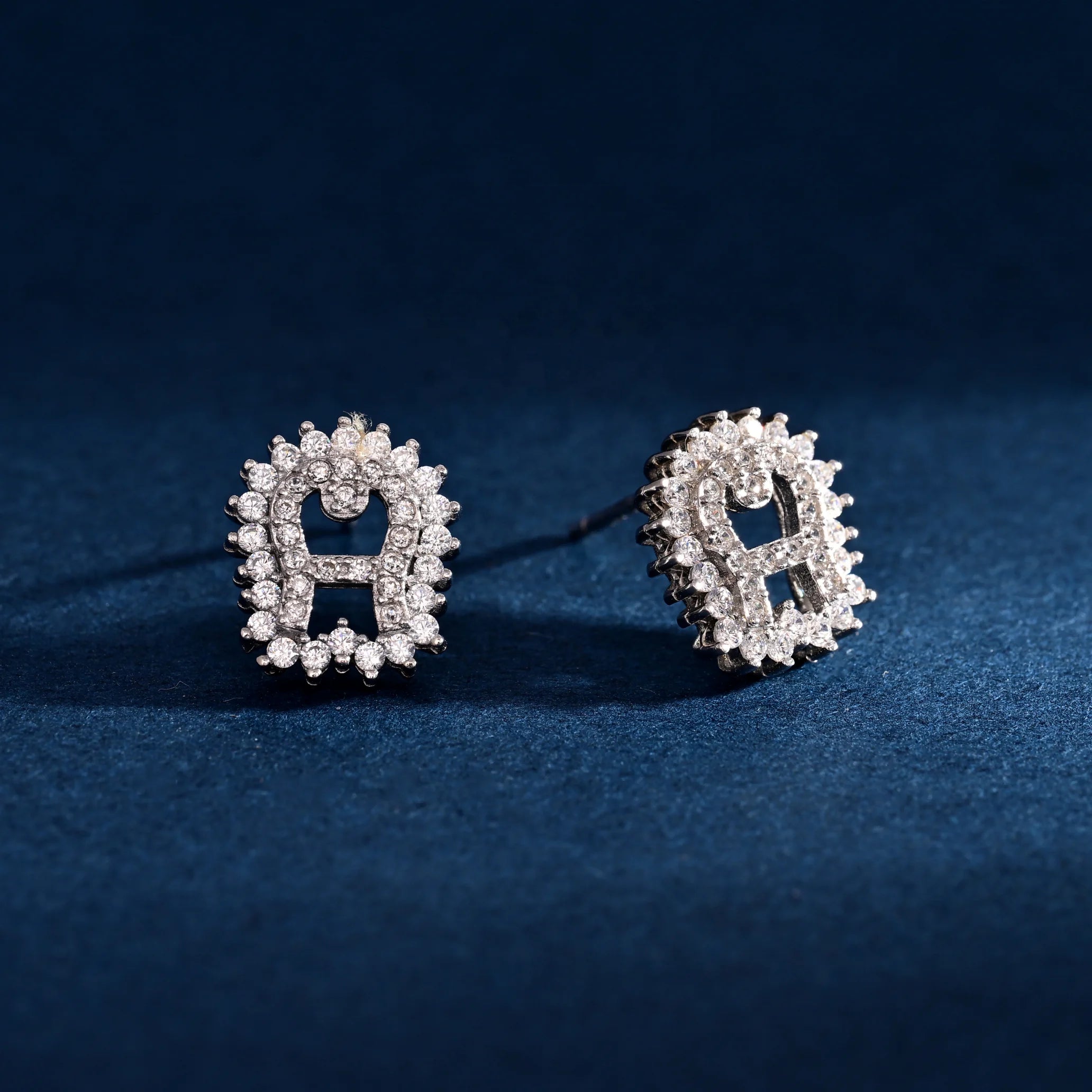Wholesale Earrings Jewelry Rhodium Plated Cubic Zirconia Geometric Stud Earring 925 Sterling Silver Fine Jewelry Earrings