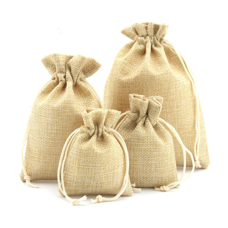 Khaki Drawstring Jewelry Packing Bag Portable Necklace Ring Earring Storage Jewelry Pouches