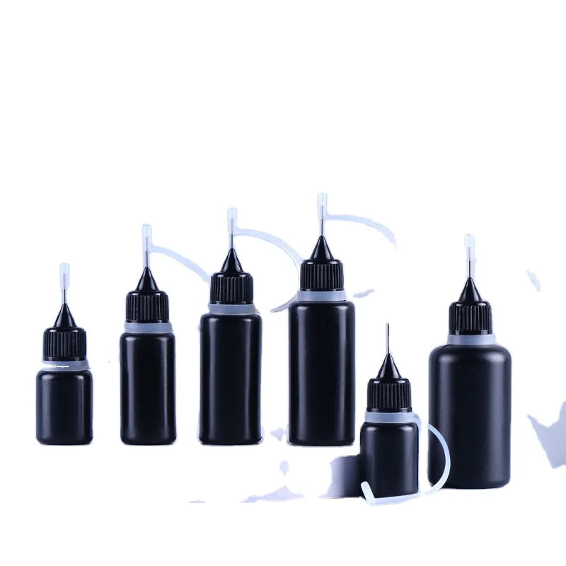 5ml-50ml Black Paint Ink Plastic Bottle Needle Nozzle  Squeeze Pe Bottle with Needle for Coating & Paint Industrial Use