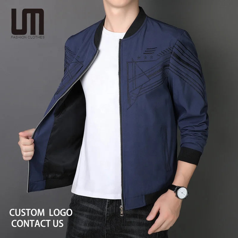Liu Ming Custom Logo Wholesale Men Casual Stand Collar Baseball Business Slim Trendy Zipper Plus Size 8XL Jackets