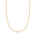 Vintage Freshwater Pearl Necklace Gold Bead Necklace Beaded Necklace Short Chain 18k Plated Stainless Steel Waterproof Jewelry