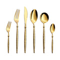Reusable Modern Stainless Steel Rose Gold Black Hammered Mirror Polish Flatware Cutlery Set for Wedding Eating Utensils