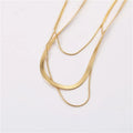 Stainless Steel 18K Gold Plated  3 Layers Flat Round Snake Chain Necklace for Women