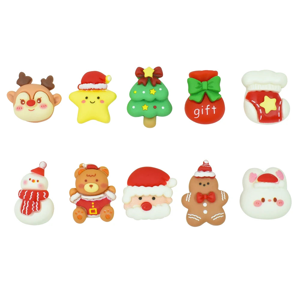 New Arrival Santa Snowmen Flatback Resin Cartoon Cabochon Christmas Ornament for DIY Handmade Hairpin Earrings