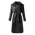 Wholesale Factory Female Trench Coat Women Genuine Leather Coat With Belt