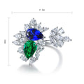New Arrival S925 Silver Sapphire & Emerald Gemstone Ring with Claw Setting Trendy Design for Wedding/Anniversary/Engagement