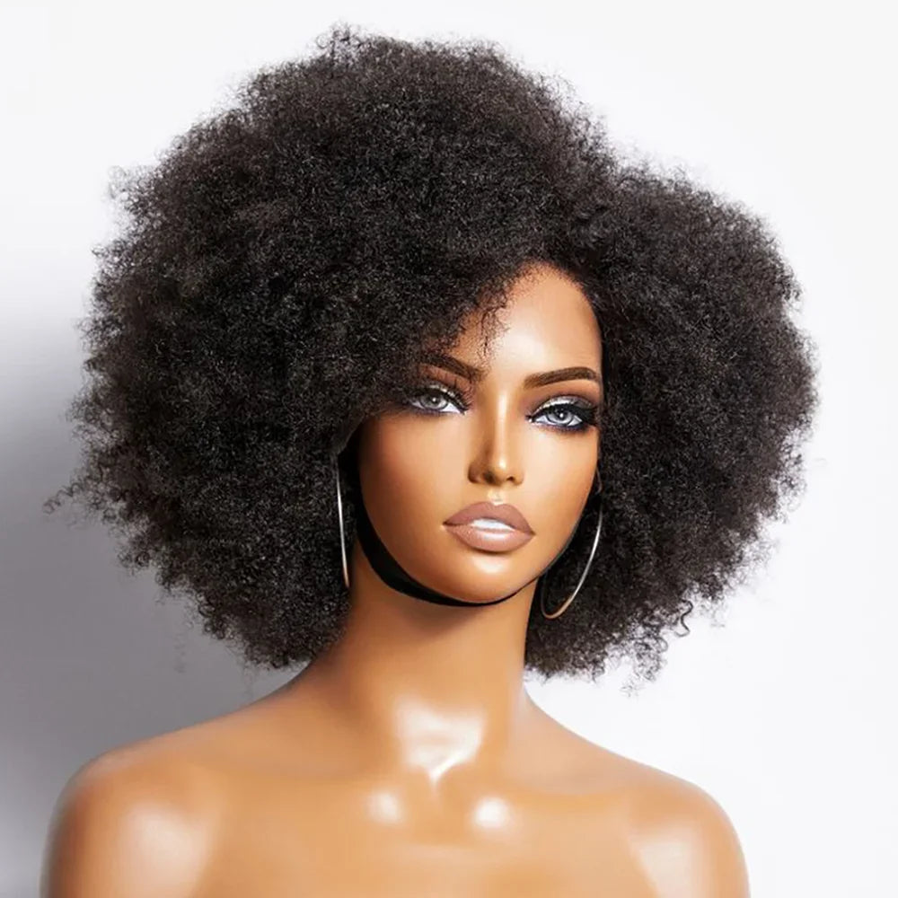 Machine Cheap Afro-kinky  Short Curly Human Hair Wig Bob Pixie Cut Lace Wig  Human Hair for Black Women