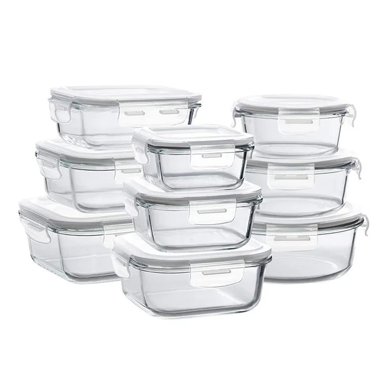 Factory Price Square Microwave Sealed Food Storage Glass Lunch LID Box