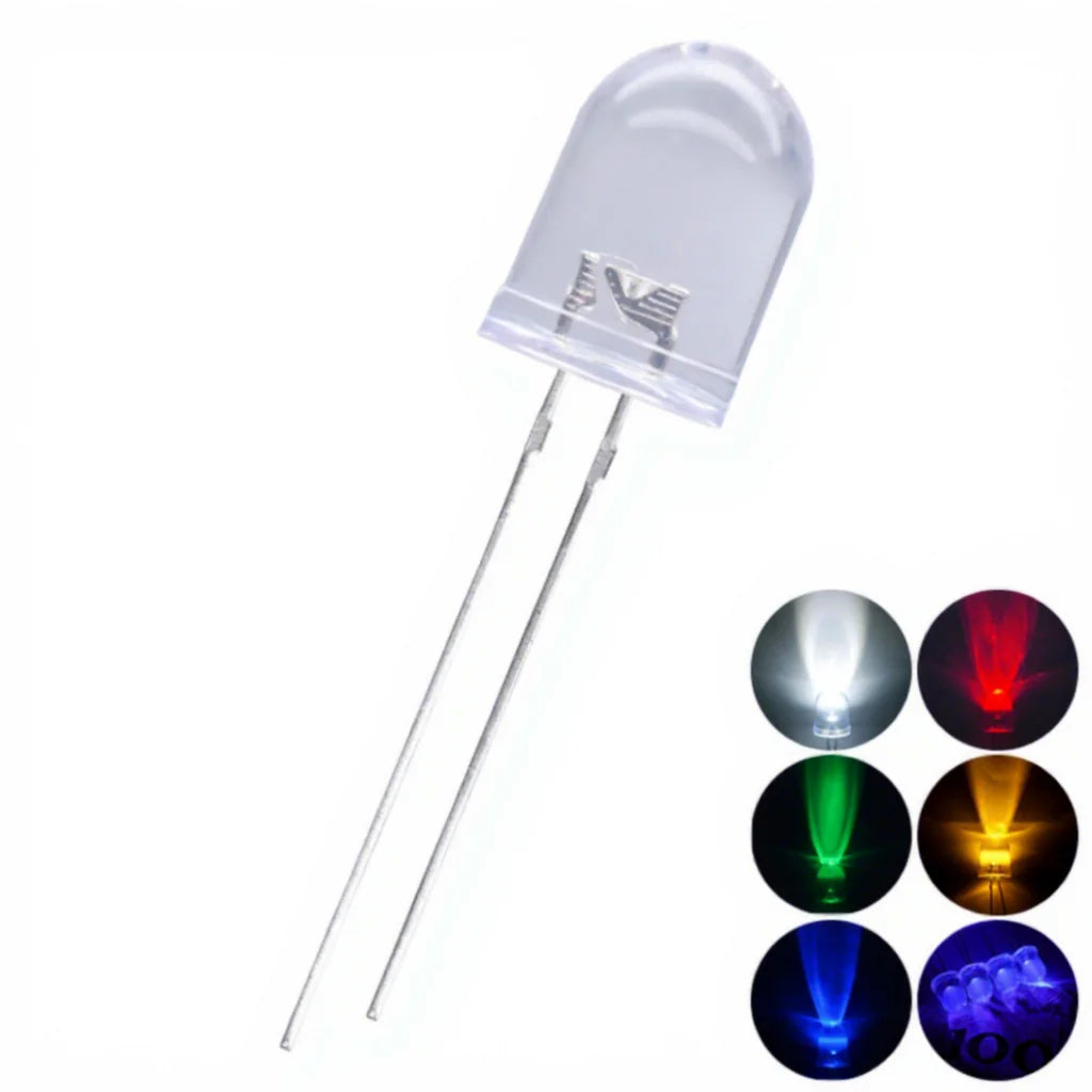 Czinelight Free Sample 10mm Round Top Dip Led Beads Long Pins Water Clear Red Blue Yellow Led Diode