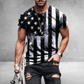 Fitspi Men's T-shirt American Flag Print T Shirt Summer Round Neck Cool Oversize Muscle Streetwear Clothing Tshirt Wholesale
