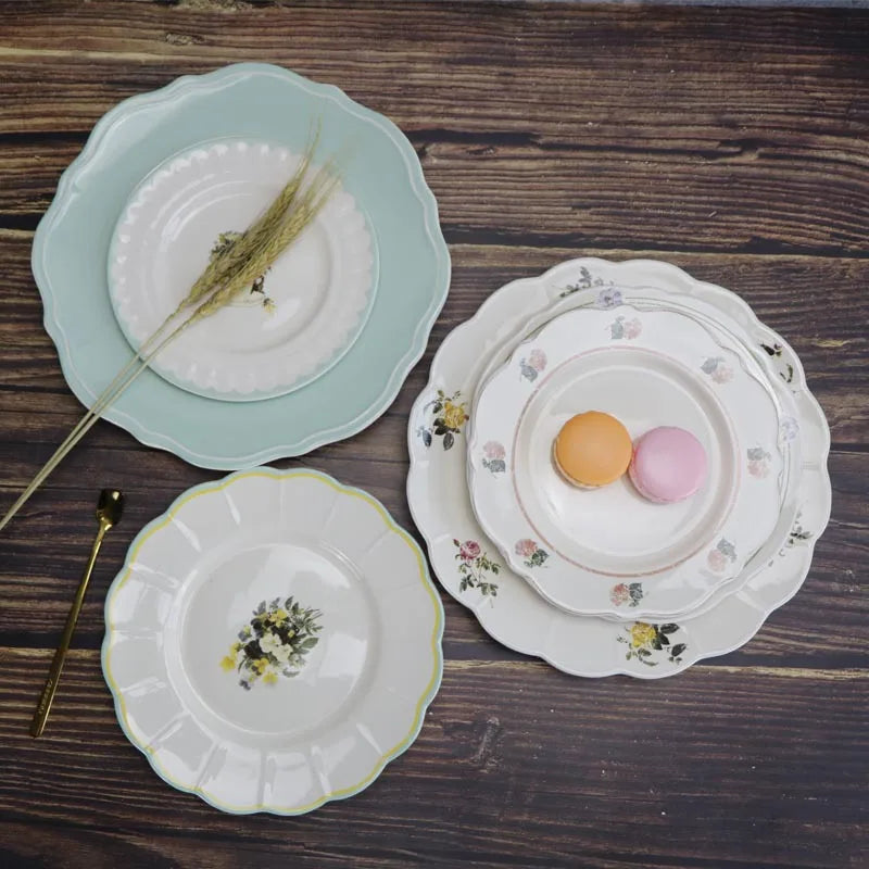 Solhui Vintage Ceramic Dinner Plate Steak Dessert Plates and Dishes
