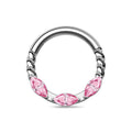 TOPOSH Marquise Solitaire CZ Set Hoop Hinged Clicker Ring with Zircon for Daith Septum and Cartilage Piercing Body Jewelry
