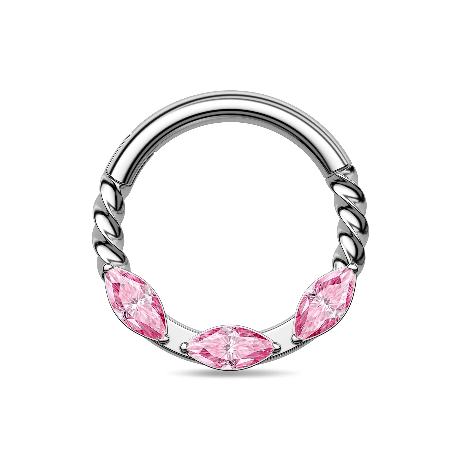 TOPOSH Marquise Solitaire CZ Set Hoop Hinged Clicker Ring with Zircon for Daith Septum and Cartilage Piercing Body Jewelry