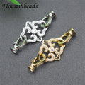 Jewelry Making Supplies Nickel Free Anti Rust Gold Plated CZ Pave Big Size Hollow Heart Bracelet Clasps for Jewelry Making