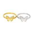 Ladies Exquisite Hollow Butterfly Ring Silver Gold Tone Womens Stainless Steel Jewellery Sweet Charm Ring Trendy Fashion Jewels