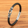 New Design Stainless Steel Magnetic Buckle Genuine Leather Charm Punk Style Black Red Unisex Gift Jewelry YUNSE OT-290