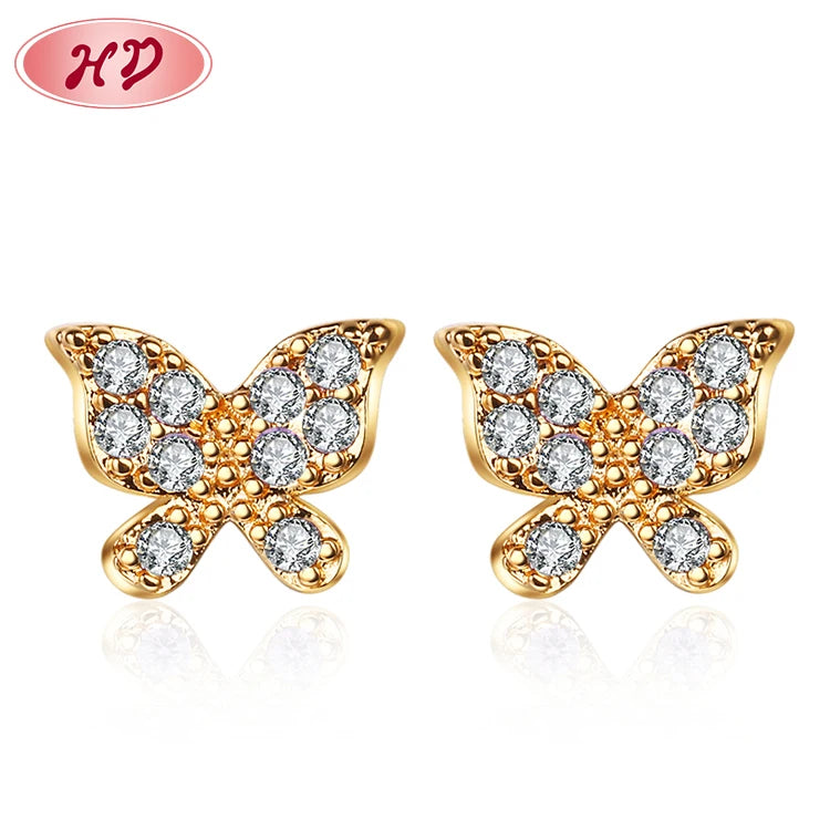 Wholesale Hypoallergenic Aircraftcrystal Cz 18K Gold Women Stud Earrings Jewelry for Party