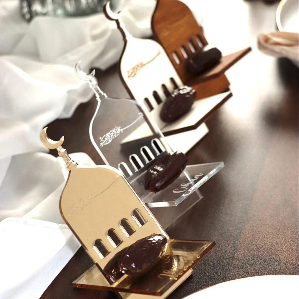 Pafu Eid Mubarak Ramadan Table Snack Holder Fast Breaking Dates Acrylic Plates Gifts Food Holder