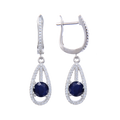 Abiding Jewelry Customize New Arrivals 925 Sliver Blue Sapphire Gemstone Water Drop Shape Dangle Earrings With CZ