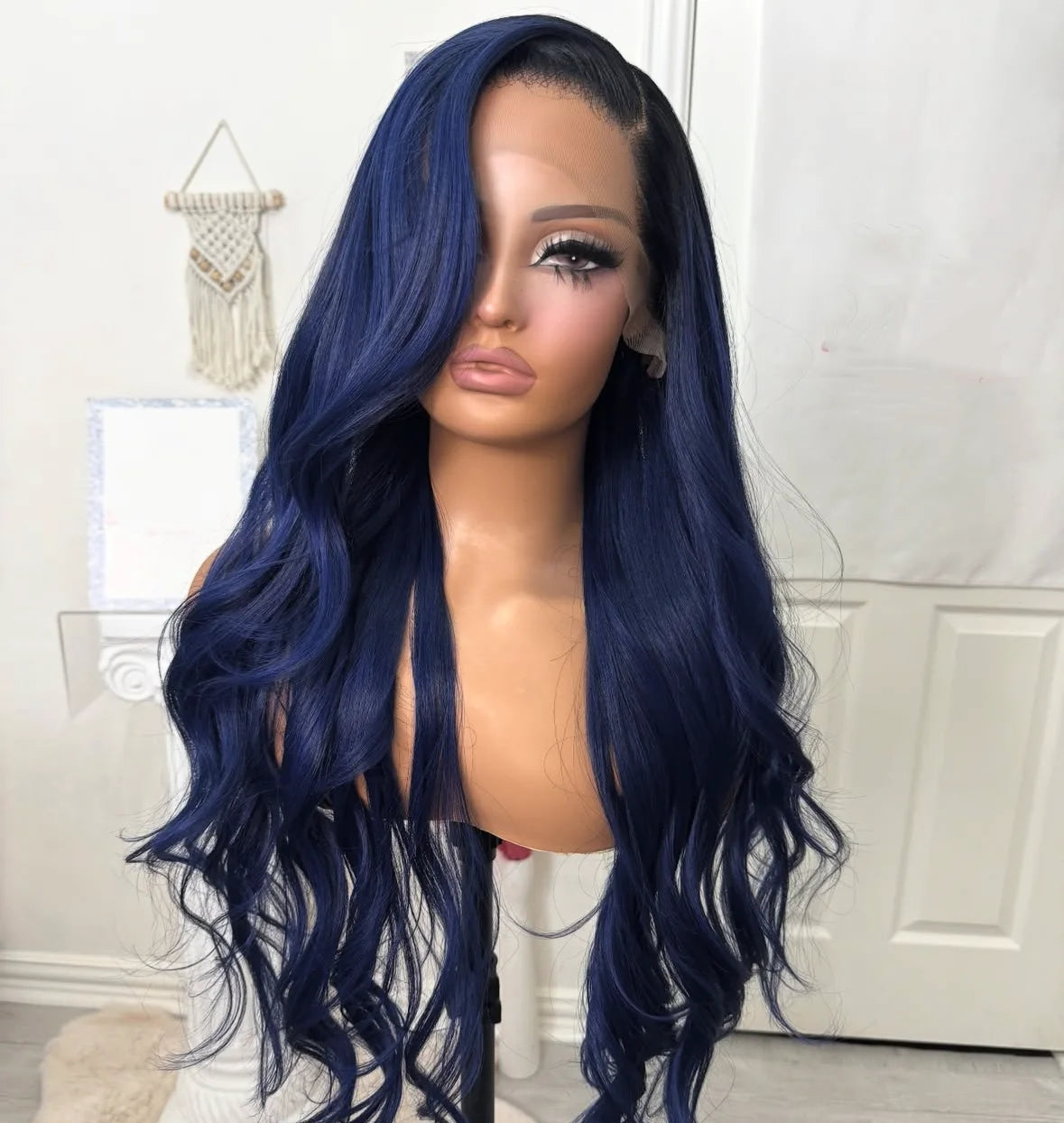 Wholesale Dark Blue Vietnamese Remy Hair 150% Density Body Wave Cuticle Aligned Double Drawn Transparent Front Large Dark Root