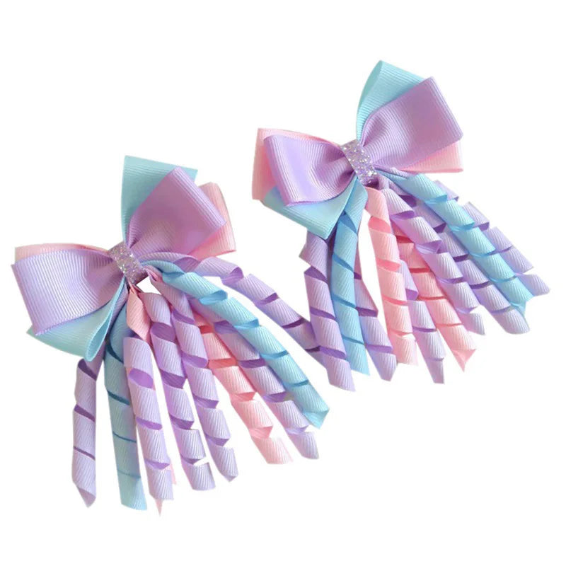 3 Inch Rainbow Inspired Mini Metal Handmade Cheer Bow Hair Clip