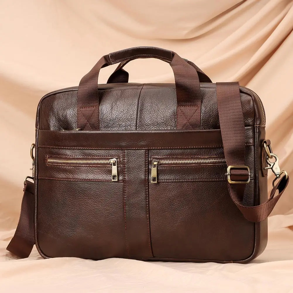 HUMERPAUL Custom Men Office Business Bag Real Cowhide Leather Executive Briefcase Luxury Male Computer Handbag for Laptop