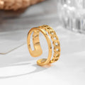 Custom Vintage Ring Hypoallergenic Non Tarnish Stainless Steel Engagement14k 18k Gold Plated Double Layer Ring for Women