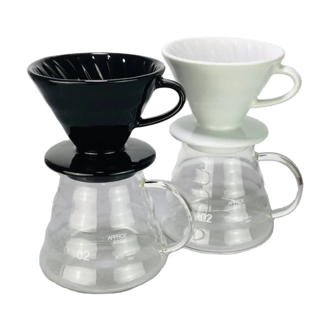 600ML Espresso Coffee Server  Coffee Dripper Sets Brewer Coffee Ceramic Filter and Glass Server