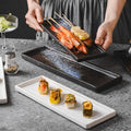 Rectangular Sushi Sashimi Food Plate Fpr Restaurant Japanese Ceramic Cuisine Tray Hot Pot Barbecue Dishes for Food Serving