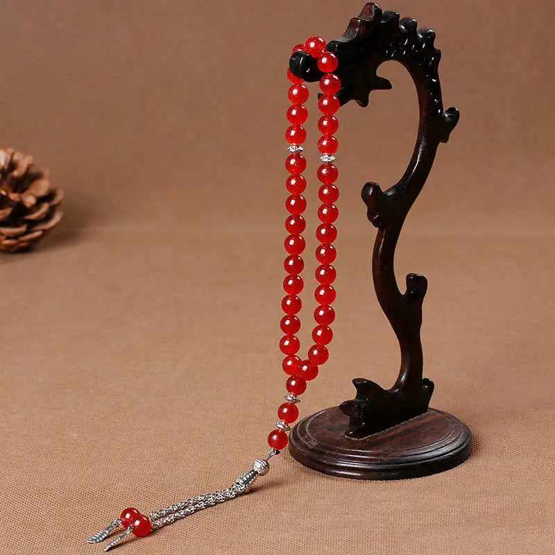 Natural Stone Bracelet 33 Prayer Bead Islamic Muslim Tasbih Allah Rosary Meditation Beaded Bracelet for Men Women Jewelry