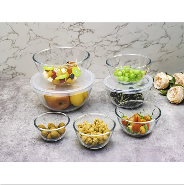 Heat Resistant Glass Salad Bowl Biodegradable Eco-Friendly High Borosilicate Glass Mixing Bowl Serving Bowl