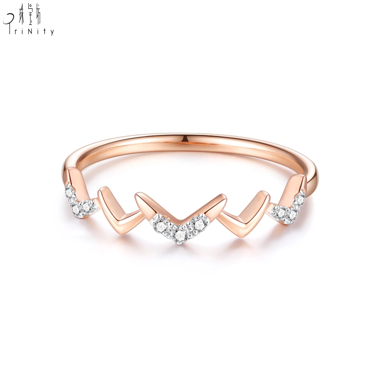 New Arrival Fine Jewelry Trendy Designs Elegant Daily Wearing Jewelry Set 18K Rose Gold Real Natural Diamond Ring For Women
