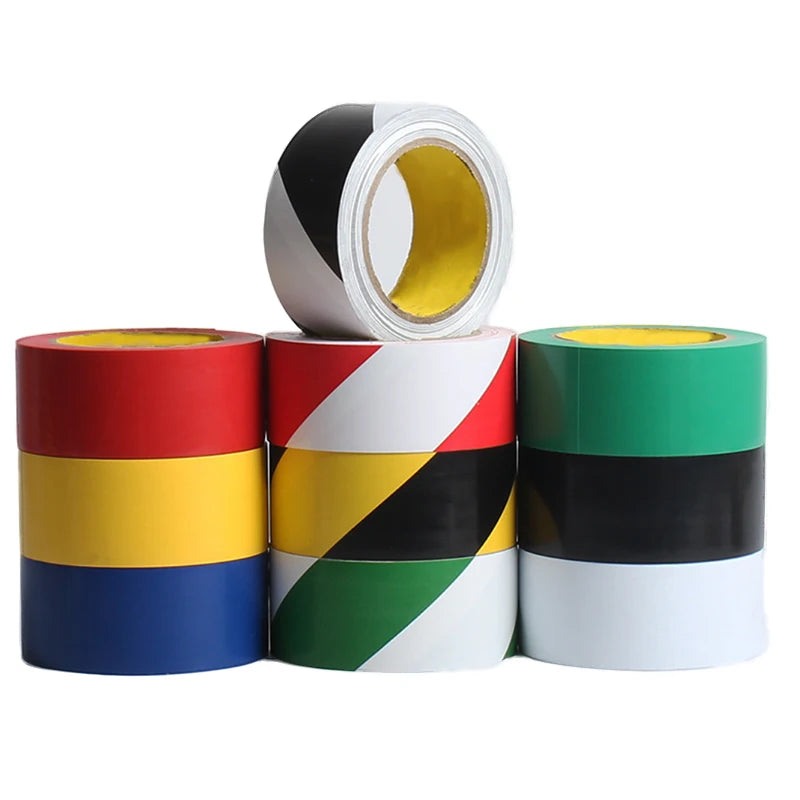 Red White High Viscosity Recyclable PET PVC Film Base Material Floor Marking Warning Caution Self Hot Melt 50m Waterproof Tape