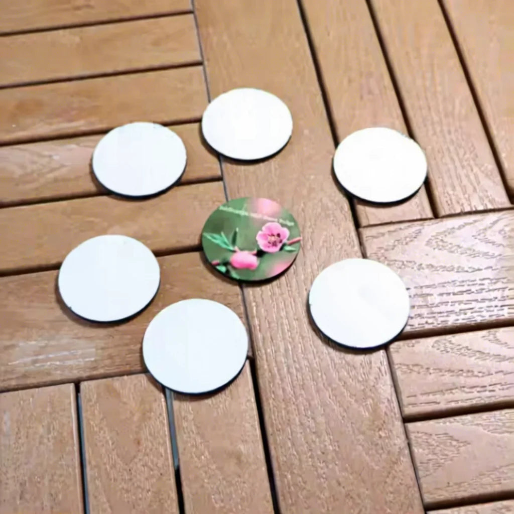 MDFSUB Custom Eco-Friendly Wooden Buttons Pins Gloss White Round 2inch 3mm Name Badges Blank Sublimation with Pins Welcome Gifts