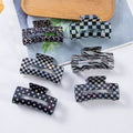 Casual Square Hair Clips Black and White Checkerboard Hair Claws Accesorios Para El Cabello
