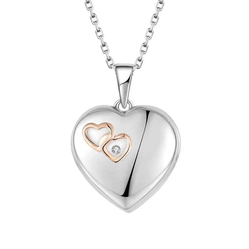 Hot Selling Personalized 925 Sterling Silver Necklace Custom Photo Locket  Heart Shape Pendant Necklace for Couple Gift