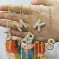Custom Pendant Bracelet Pendant Copper Plated Zircon 26 Initial Letter Pendant 14k Gold Bracelet Charms