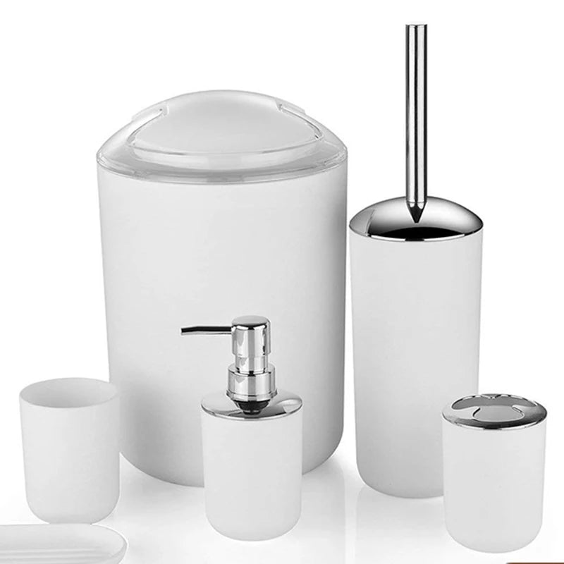 Customized Multi Color European 6-piece Bathroom Accessories Toothbrush Holder Soap Dispenser Toilet Brush Bathroom Set