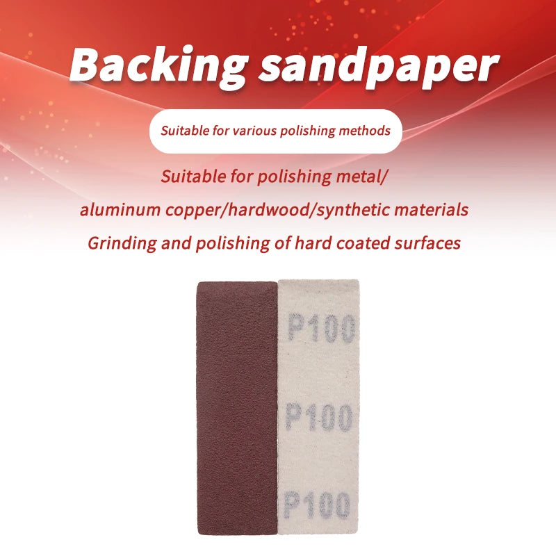 30*93mm Red Hook and Loop Sandpaper Sanding Sheet Flocking Abrasive Paper for Automobiles Furniture Glass Painting Polishing