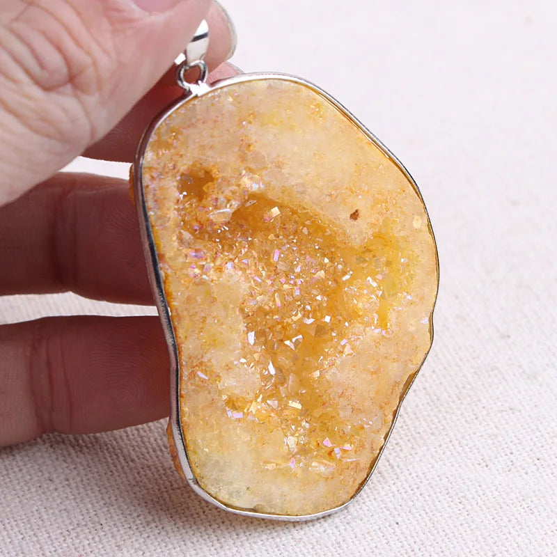 HY Wholesale Natural Crystal Gemstones Moss Agate Round Donut Shape Pendants Making Fit Necklace