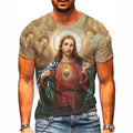 Wholesale Custom Cheap Men's Polyester 3D Sublimation Printed Jesus T-Shirt Breathable Knitted Plus Size T-Shirt
