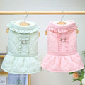 Wholesale Stocked Luxury Outside Mini Puppy Pet Dog Dress Luxury Pet Clothes with Leash Ring