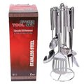 Wholesale Seven-Piece Stainless Steel Kitchenware Set with Silicone Storage Rack Including Spatula and Spoon for Cooking