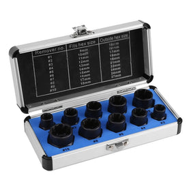 10pc Broken Nut Bolt Extractor Socket Head to Take Hexagonal Screw Tool Screws Remover Threading Tool Kit Black Nuts Set