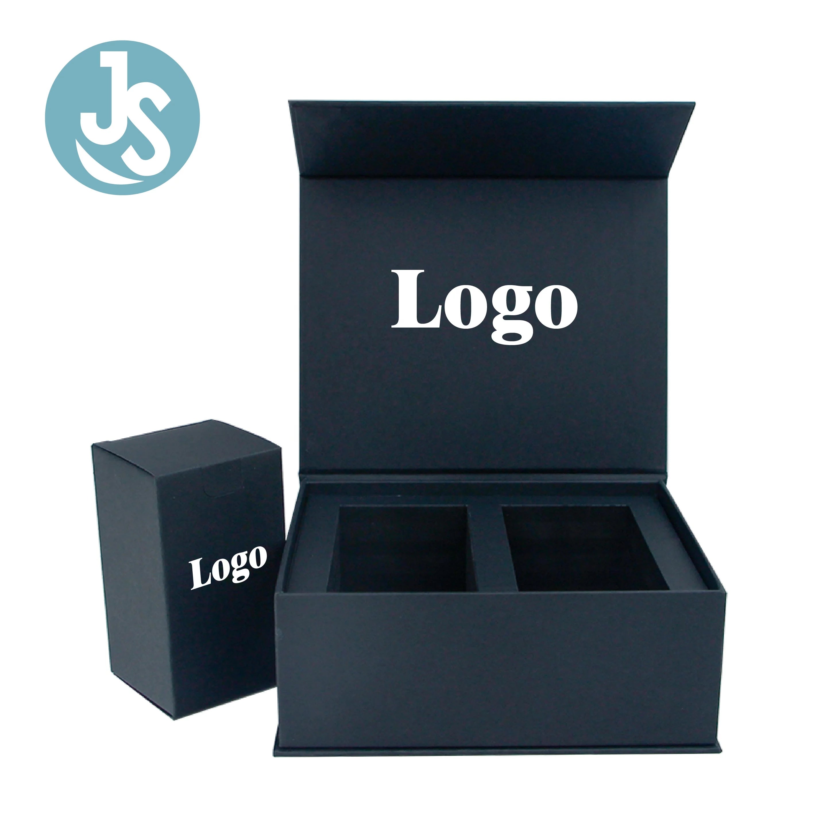 Custom Logo Luxury Book Shaped Black Folding Gift Box Flip Foldable Rigid Cardboard Magnetic Closure Lid Embossed Paper