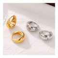 Stainless Steel 18k Gold Plated Waterproof Jewelry Minimalist Water Droplet Ear Buckle Thick Circle Women Earrings YF3842