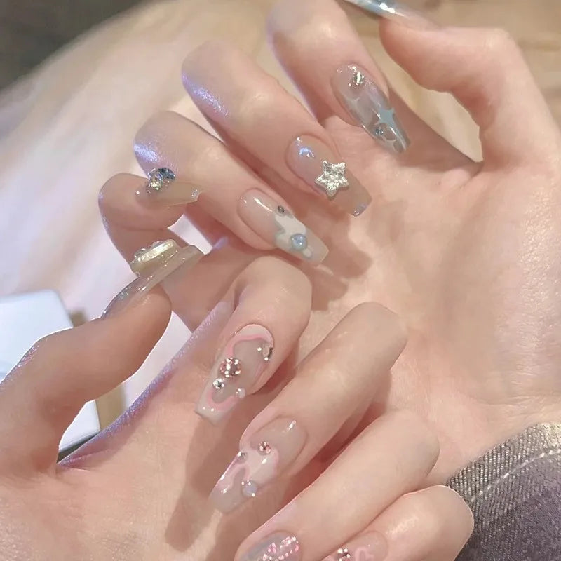 Cheap Private Label Reusable Pink Nude False Nails Short Custom Acrylic Press on Nails Artificial Nails With Glue for Woman
