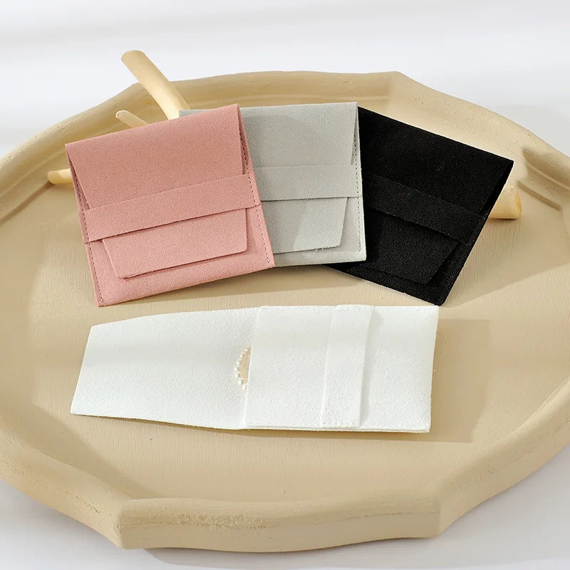 Microfiber Jewelry Bag with Geometric Pattern Insert Gift Card Pouch Earrings and Necklace Organizer with Logo Printing
